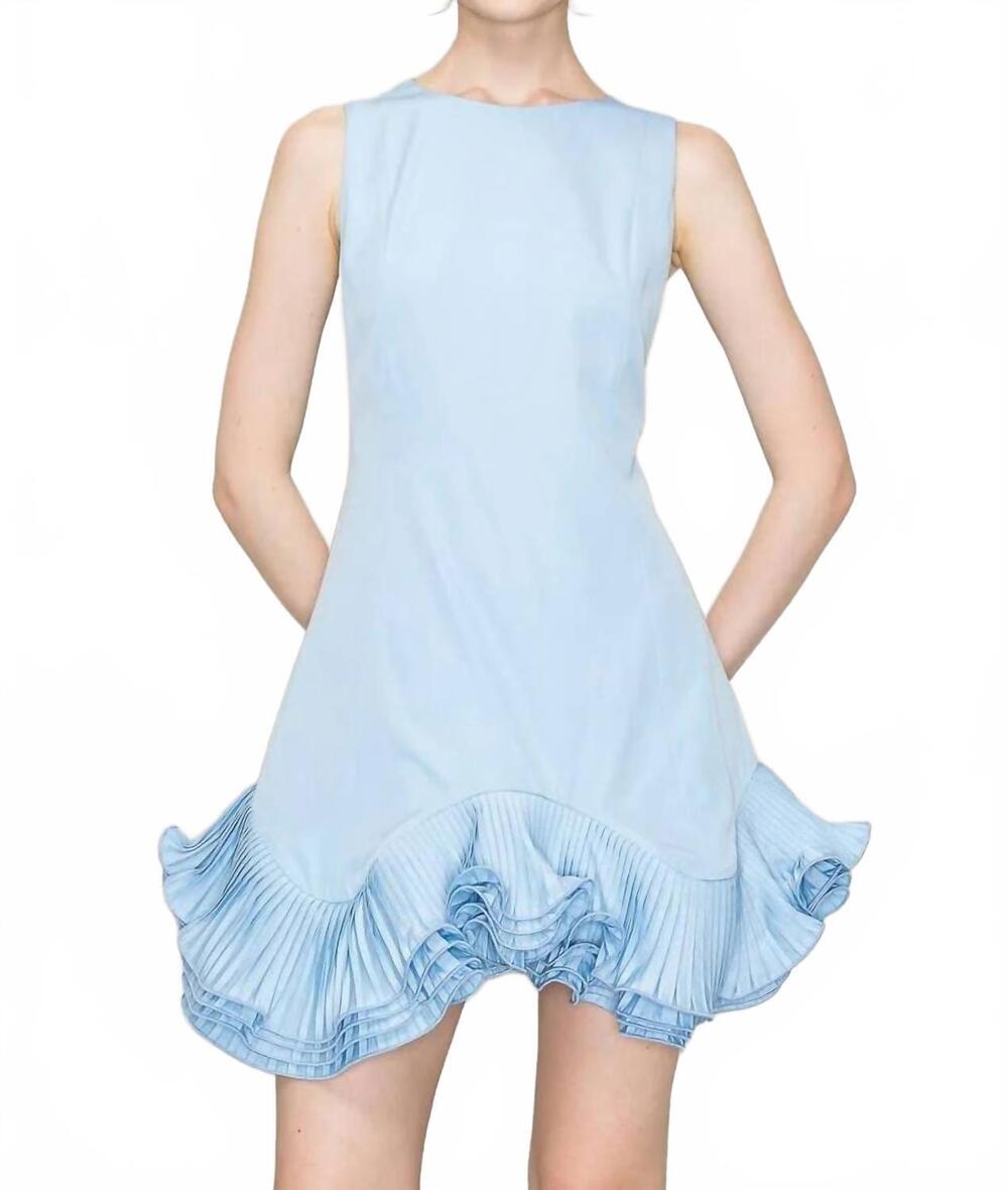 NEW INA FASHION flutter ruffle hemline sleeveless mini dress in skyblue